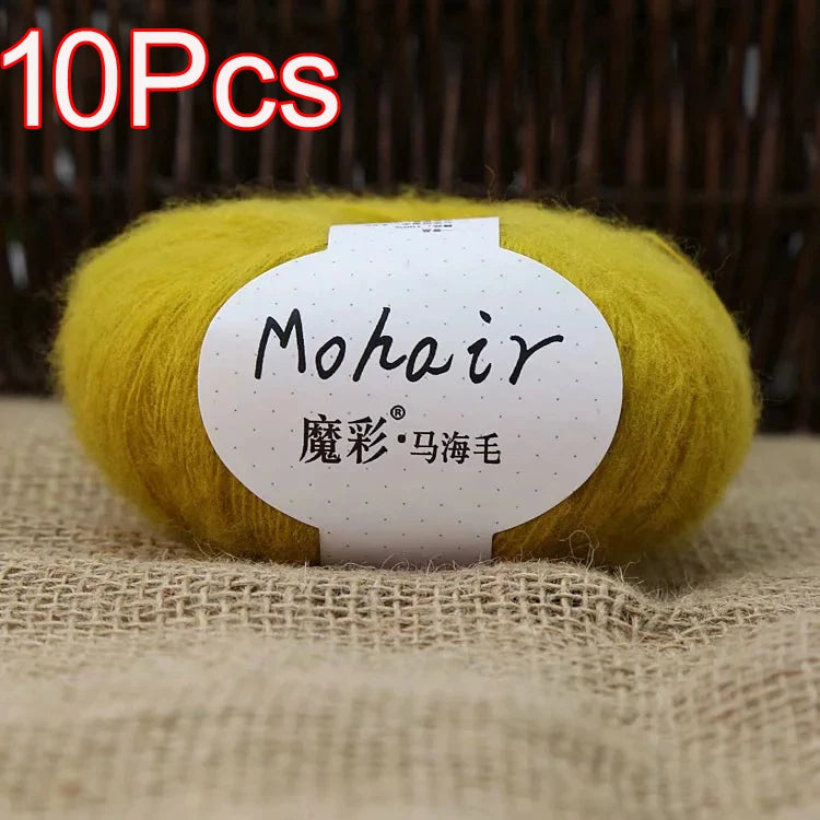 10Pcs/Lot Mohair Yarn hand knitting Soft Mohair Crochet yarn For knit lana crochet wool DIY Shawl Sweater Cloth