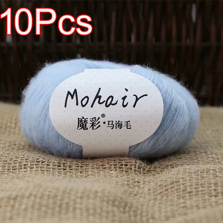 10Pcs/Lot Mohair Yarn hand knitting Soft Mohair Crochet yarn For knit lana crochet wool DIY Shawl Sweater Cloth
