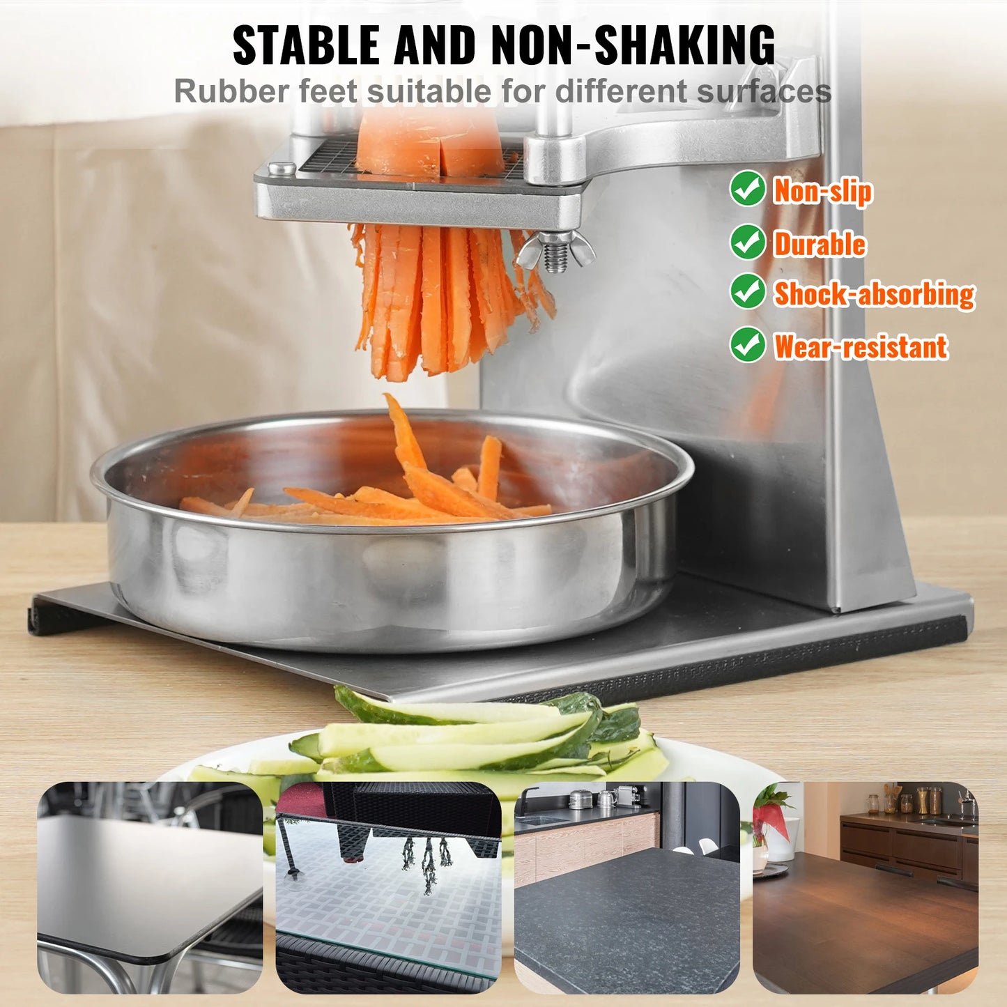 SucceBuy Commercial French Fry Cutter with 4 Replacement Blades Lemon Potato Cutter for French Fries with Extended Handle