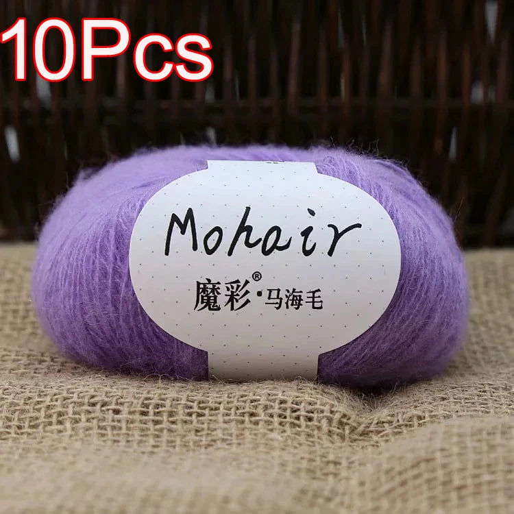 10Pcs/Lot Mohair Yarn hand knitting Soft Mohair Crochet yarn For knit lana crochet wool DIY Shawl Sweater Cloth