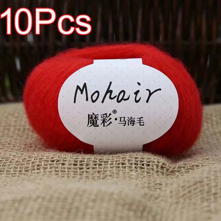 10Pcs/Lot Mohair Yarn hand knitting Soft Mohair Crochet yarn For knit lana crochet wool DIY Shawl Sweater Cloth
