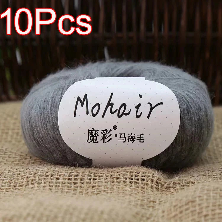 10Pcs/Lot Mohair Yarn hand knitting Soft Mohair Crochet yarn For knit lana crochet wool DIY Shawl Sweater Cloth