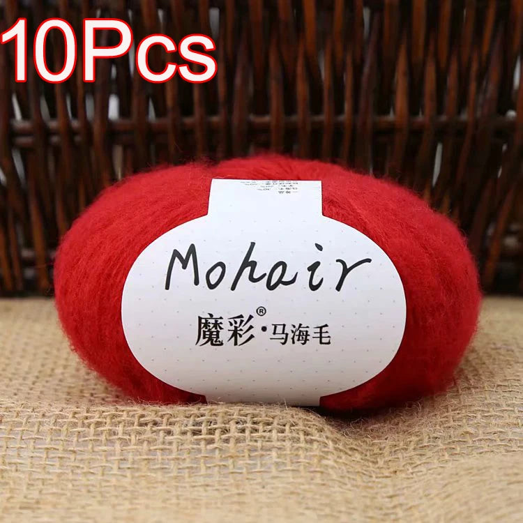 10Pcs/Lot Mohair Yarn hand knitting Soft Mohair Crochet yarn For knit lana crochet wool DIY Shawl Sweater Cloth