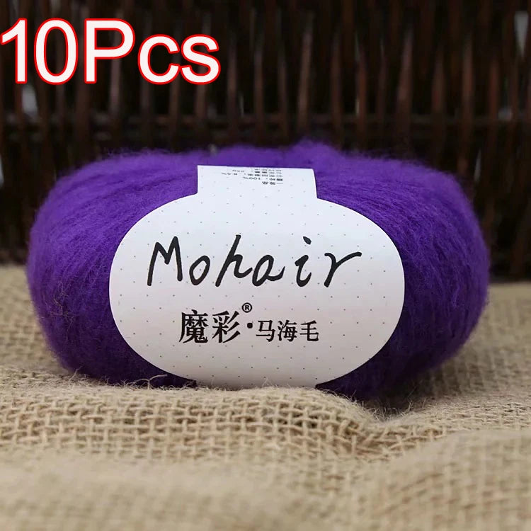 10Pcs/Lot Mohair Yarn hand knitting Soft Mohair Crochet yarn For knit lana crochet wool DIY Shawl Sweater Cloth