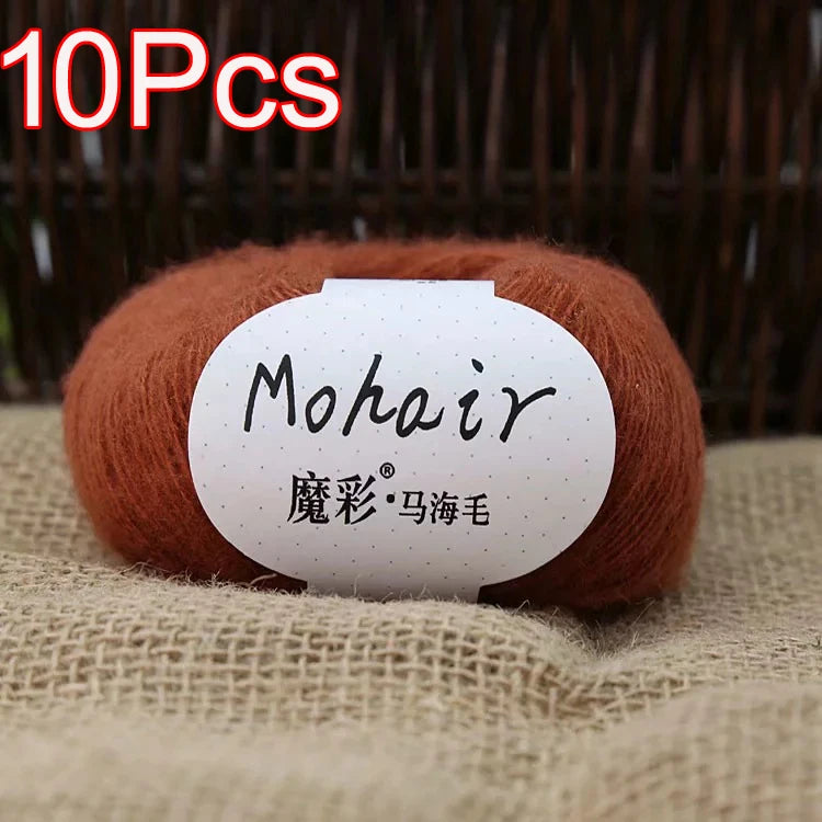 10Pcs/Lot Mohair Yarn hand knitting Soft Mohair Crochet yarn For knit lana crochet wool DIY Shawl Sweater Cloth