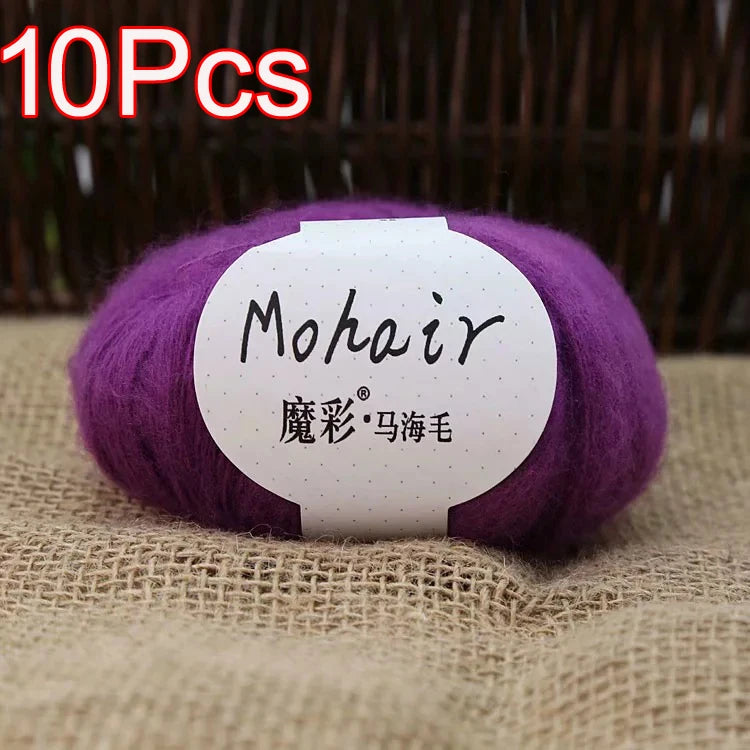 10Pcs/Lot Mohair Yarn hand knitting Soft Mohair Crochet yarn For knit lana crochet wool DIY Shawl Sweater Cloth