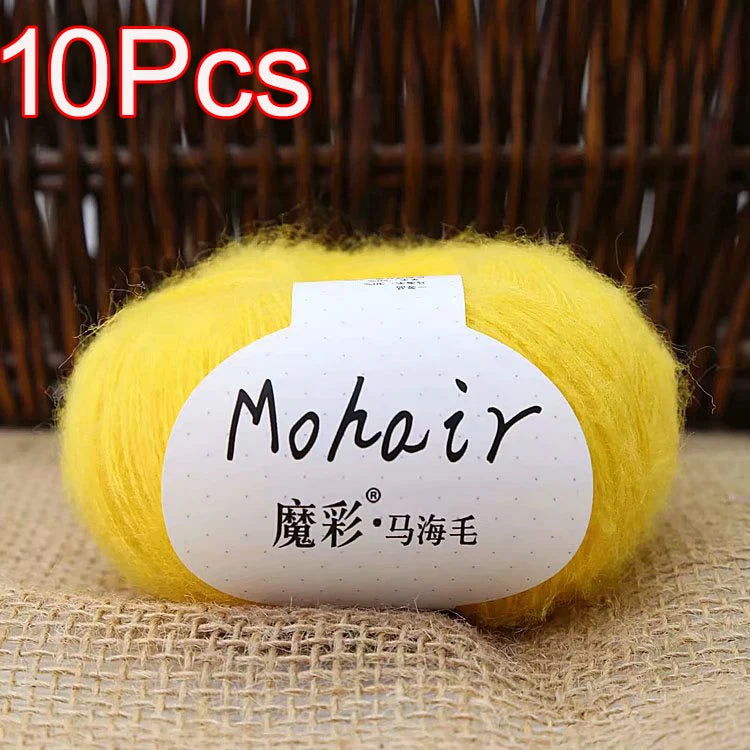 10Pcs/Lot Mohair Yarn hand knitting Soft Mohair Crochet yarn For knit lana crochet wool DIY Shawl Sweater Cloth