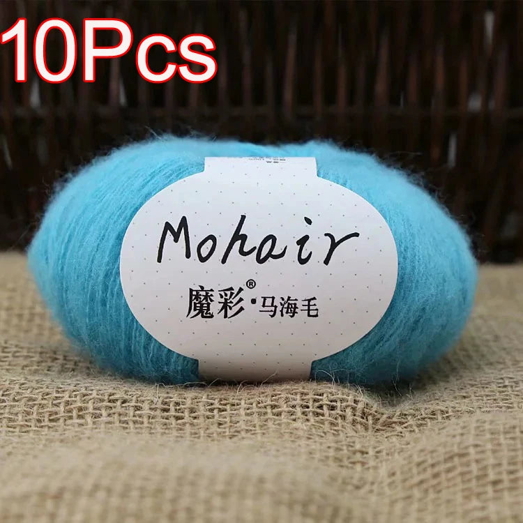10Pcs/Lot Mohair Yarn hand knitting Soft Mohair Crochet yarn For knit lana crochet wool DIY Shawl Sweater Cloth