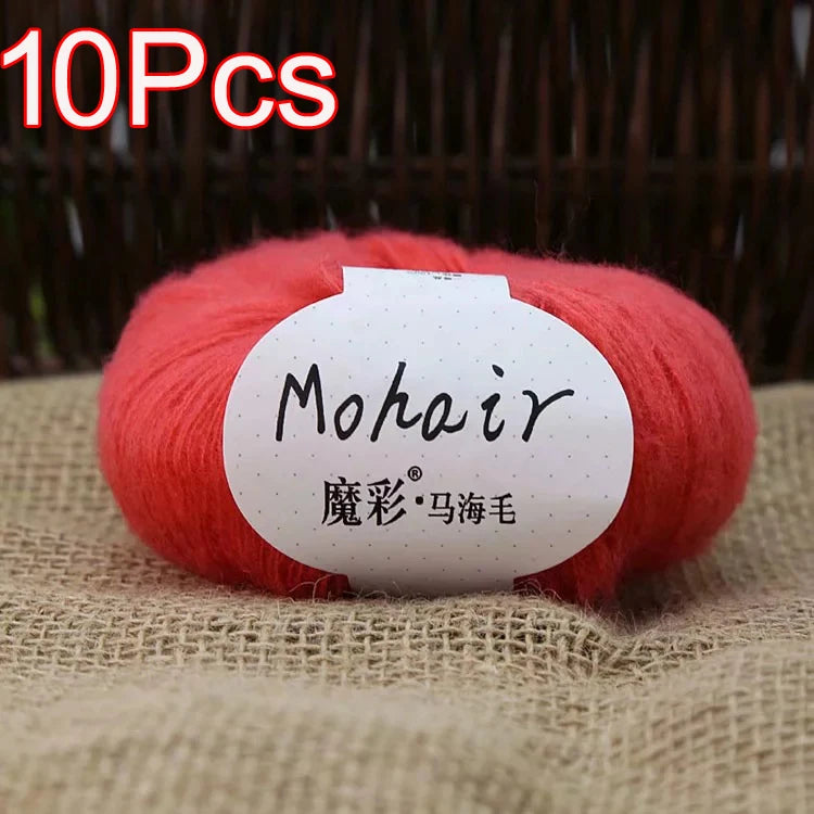 10Pcs/Lot Mohair Yarn hand knitting Soft Mohair Crochet yarn For knit lana crochet wool DIY Shawl Sweater Cloth