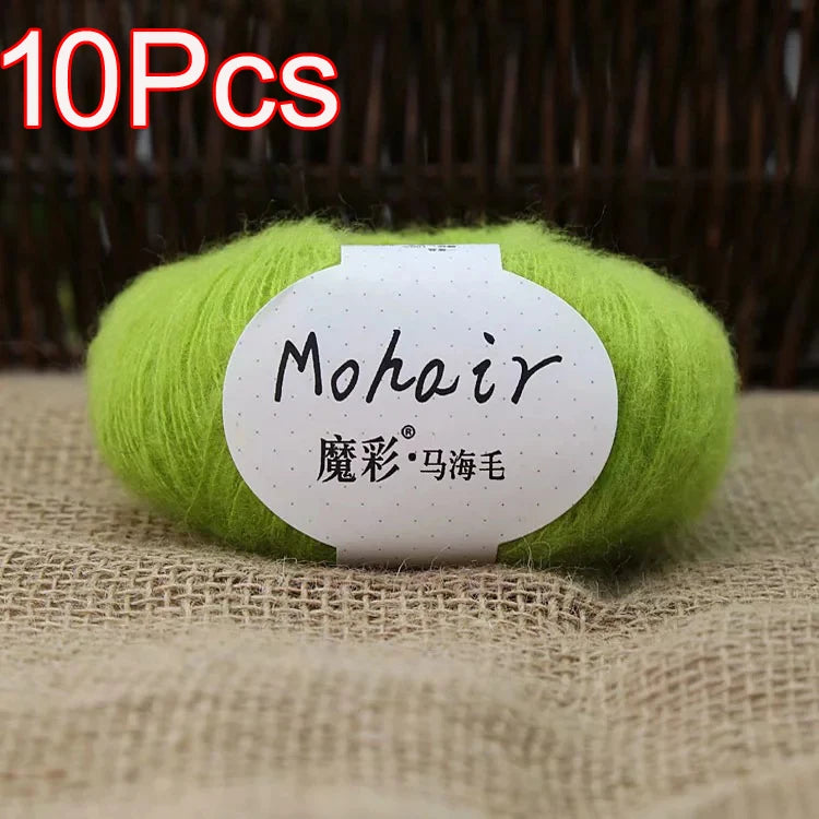 10Pcs/Lot Mohair Yarn hand knitting Soft Mohair Crochet yarn For knit lana crochet wool DIY Shawl Sweater Cloth
