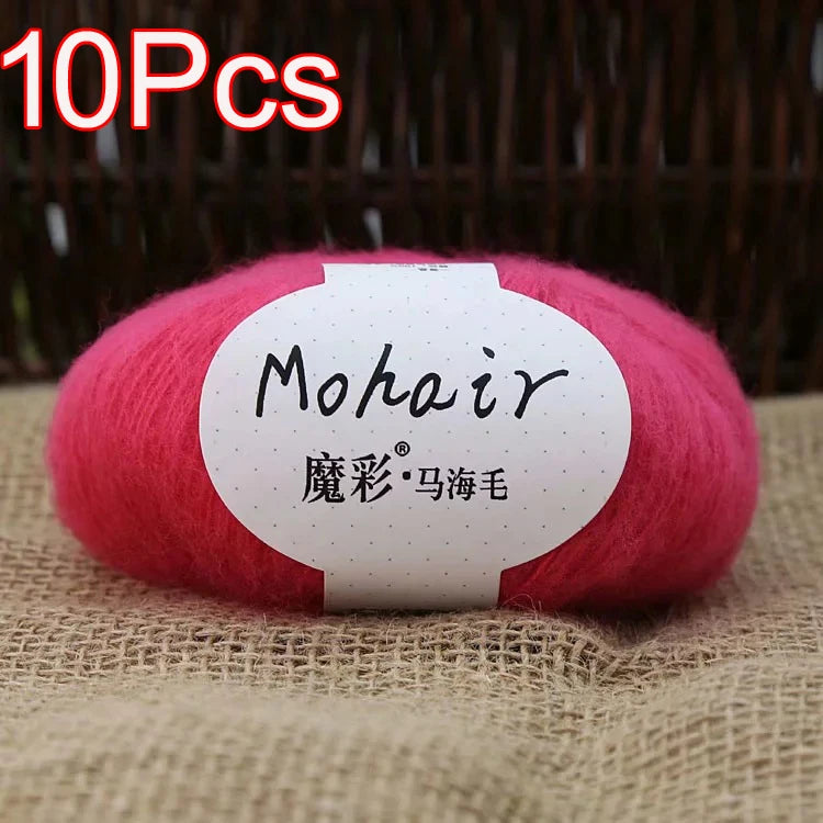 10Pcs/Lot Mohair Yarn hand knitting Soft Mohair Crochet yarn For knit lana crochet wool DIY Shawl Sweater Cloth