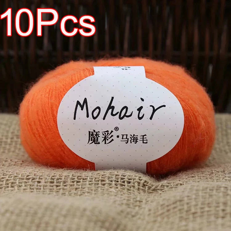 10Pcs/Lot Mohair Yarn hand knitting Soft Mohair Crochet yarn For knit lana crochet wool DIY Shawl Sweater Cloth