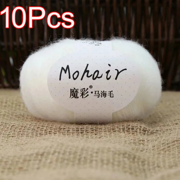 10Pcs/Lot Mohair Yarn hand knitting Soft Mohair Crochet yarn For knit lana crochet wool DIY Shawl Sweater Cloth