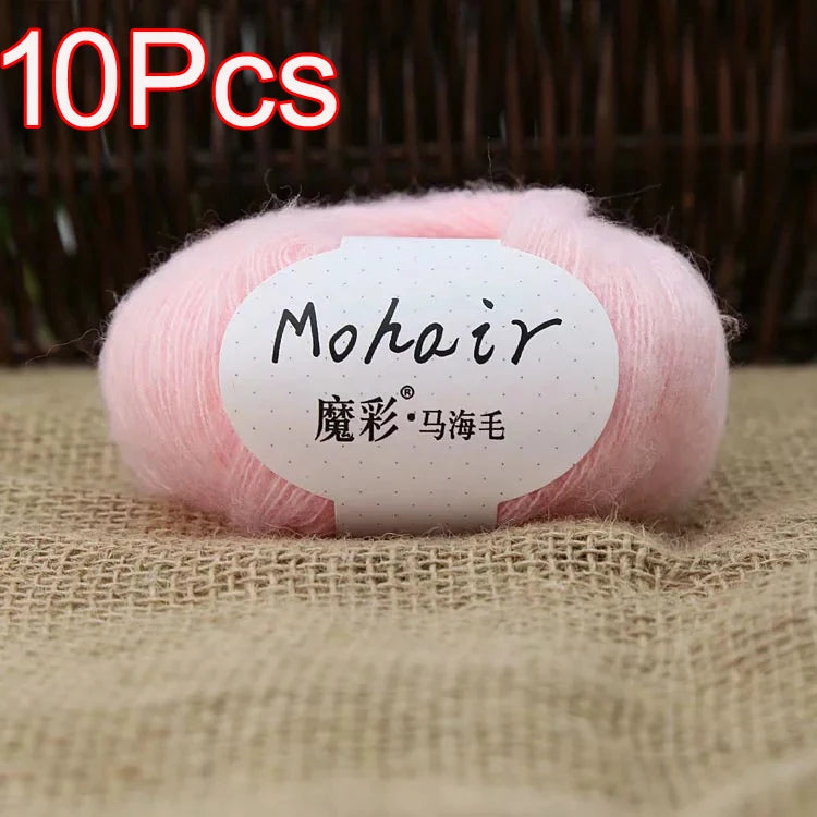 10Pcs/Lot Mohair Yarn hand knitting Soft Mohair Crochet yarn For knit lana crochet wool DIY Shawl Sweater Cloth