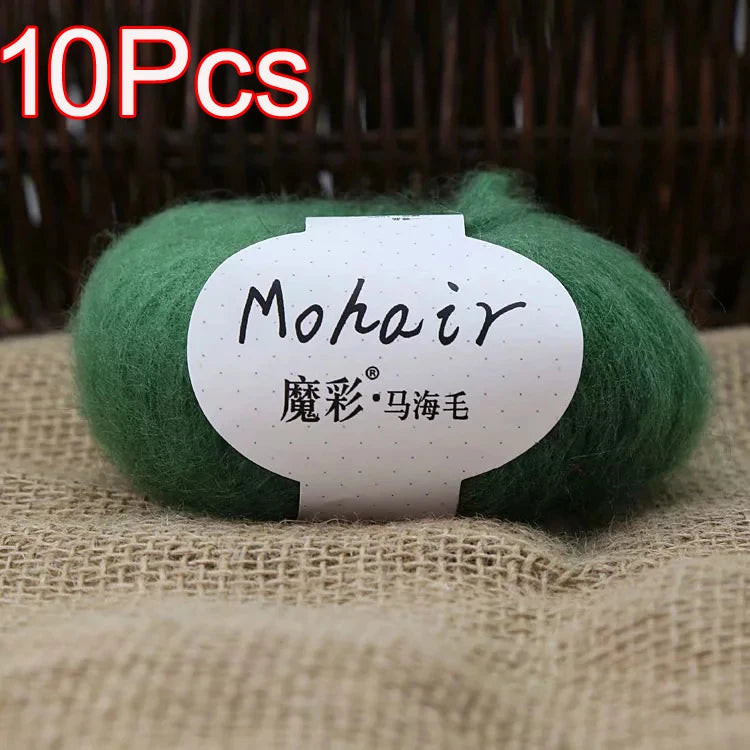 10Pcs/Lot Mohair Yarn hand knitting Soft Mohair Crochet yarn For knit lana crochet wool DIY Shawl Sweater Cloth